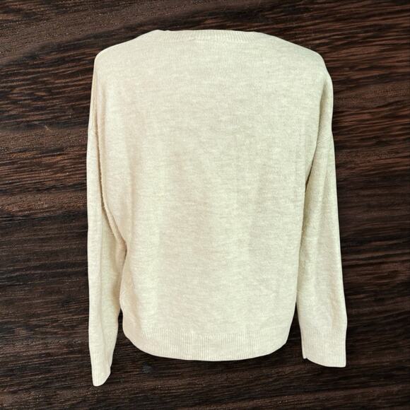 Gap Penguin Oversized Sweater Sz S 22.5" Bust Beige Heather Plush Soft Stretch - Picture 6 of 9